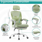 Chaise de bureau à domicile avec repose-pieds, chaises inclinables pivotantes à dossier haut en maille, appui-tête confortable, soutien lombaire