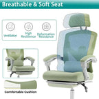 Chaise de bureau à domicile avec repose-pieds, chaises inclinables pivotantes à dossier haut en maille, appui-tête confortable, soutien lombaire