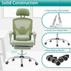 Chaise de bureau à domicile avec repose-pieds, chaises inclinables pivotantes à dossier haut en maille, appui-tête confortable, soutien lombaire