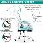 Chaise de bureau à domicile avec repose-pieds, chaises inclinables pivotantes à dossier haut en maille, appui-tête confortable, soutien lombaire
