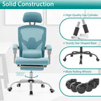 Chaise de bureau à domicile avec repose-pieds, chaises inclinables pivotantes à dossier haut en maille, appui-tête confortable, soutien lombaire