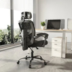 Chaise de bureau à domicile avec repose-pieds, chaises inclinables pivotantes à dossier haut en maille, appui-tête confortable, soutien lombaire