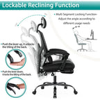 Chaise de bureau à domicile avec repose-pieds, chaises inclinables pivotantes à dossier haut en maille, appui-tête confortable, soutien lombaire