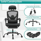 Chaise de bureau à domicile avec repose-pieds, chaises inclinables pivotantes à dossier haut en maille, appui-tête confortable, soutien lombaire