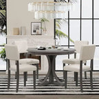 Ensemble table de salle à manger ronde rétro 5 pièces pour 4 personnes avec 4 chaises rembourrées
