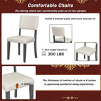 Ensemble table de salle à manger ronde rétro 5 pièces pour 4 personnes avec 4 chaises rembourrées