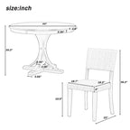 Ensemble table de salle à manger ronde rétro 5 pièces pour 4 personnes avec 4 chaises rembourrées