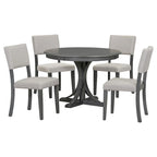 Ensemble table de salle à manger ronde rétro 5 pièces pour 4 personnes avec 4 chaises rembourrées