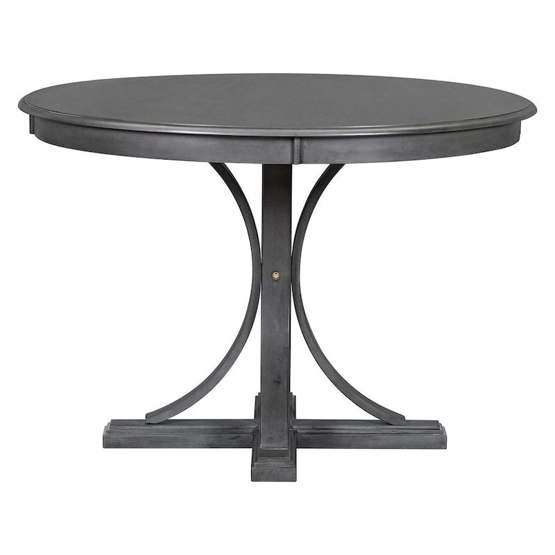 Ensemble table de salle à manger ronde rétro 5 pièces pour 4 personnes avec 4 chaises rembourrées