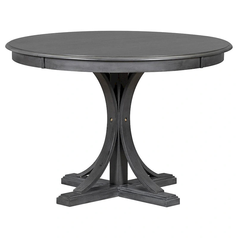 Ensemble table de salle à manger ronde rétro 5 pièces pour 4 personnes avec 4 chaises rembourrées