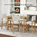 Ensemble de salle à manger 5 pièces à hauteur de comptoir, table et 4 chaises classiques et élégantes en bois naturel.