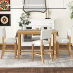Ensemble de salle à manger 5 pièces à hauteur de comptoir, table et 4 chaises classiques et élégantes en bois naturel.