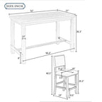 Ensemble de salle à manger 5 pièces à hauteur de comptoir, table et 4 chaises classiques et élégantes en bois naturel.