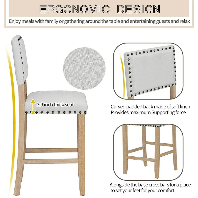 Ensemble de salle à manger 5 pièces à hauteur de comptoir, table et 4 chaises classiques et élégantes en bois naturel.