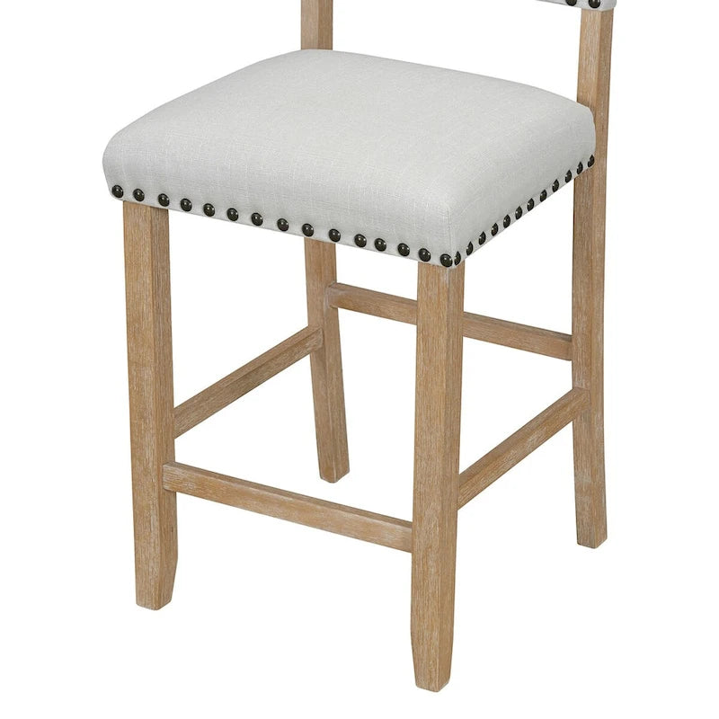 Ensemble de salle à manger 5 pièces à hauteur de comptoir, table et 4 chaises classiques et élégantes en bois naturel.