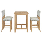 Ensemble de salle à manger 5 pièces à hauteur de comptoir, table et 4 chaises classiques et élégantes en bois naturel.