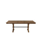 Table à manger à tréteaux en bois massif marron de 64 po avec rallonge amovible