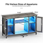 Meuble de support pour aquarium ou terrarium avec prises de courant et éclairage LED