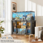 Meuble de support pour aquarium ou terrarium avec prises de courant et éclairage LED