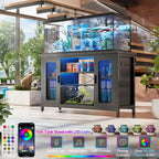 Meuble de support pour aquarium ou terrarium avec prises de courant et éclairage LED