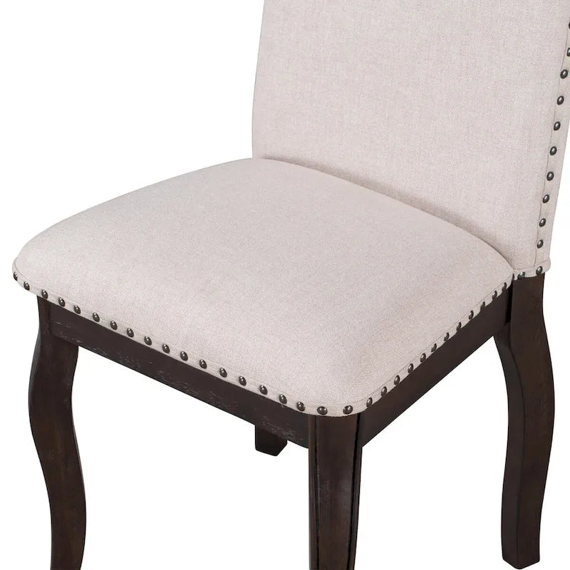 Lot de 4 chaises de salle à manger en bois expresso avec revêtement rembourré